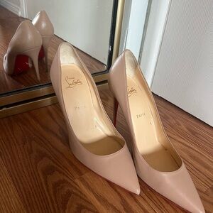 Christian Louboutin Kate 100 Beige Napa Heels with Red Soles